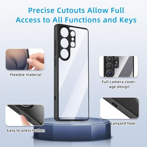 Image of VONZEE Clear Back Case Cover for Samsung Galaxy S26 Ultra 5G | Shockproof Design | Hard Back Cover Case for Samsung Galaxy S26 Ultra 5G (PC & TPU, Black)