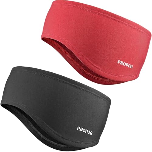 PROPOG Cache Oreille Femme Homme, 2 Pièces Chaleureux Bandeau Hiver Femme Confortable Bandeau Sport Elastique Homme Sport Headband Idéal pour Sports Ski Course à Pied