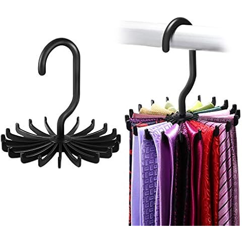 IPOW 2 Pack Updated Twirl Tie Rack Belt Hanger Holder Hook for Closet Organizer Storage Cover