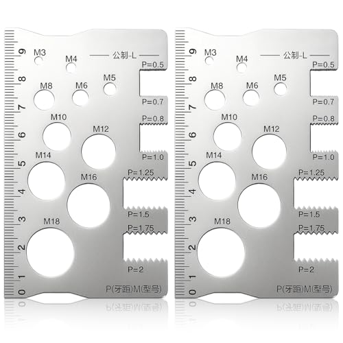 2PCS Thread Gauge, Thread Gauges, Measuring Tools for Precision Thread Pitch Measurement, Screw Size Identification, Bolt Diameter Checking, and Professional Use in Engineering