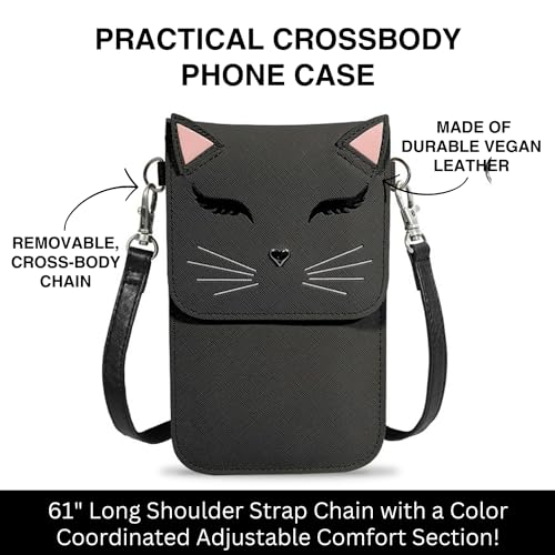 Cell Phone Purse - Touch Screen Women’s Crossbody Handbags (Just For Fun) - Cell Phone Purse & Crossbody Phone Case (Black Cat)3