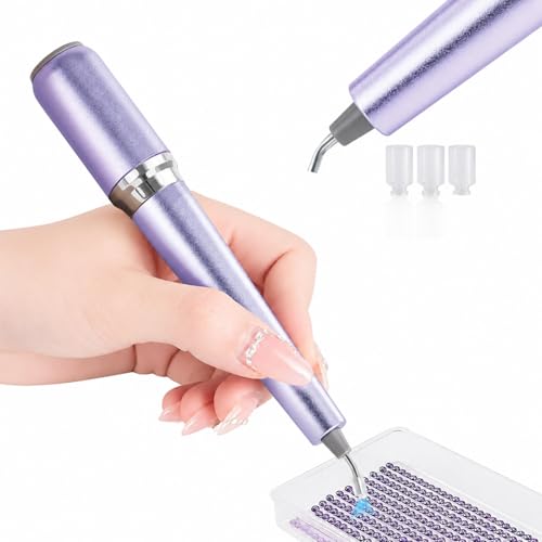 Electric Diamond Art Pen Wireless Vacuum Diamond Painting Pen with 150 Ergonomic Angled Tip 2-Level Suction No Wax Diamond Art Kits for Adults Quiet & Lightweight Diamond Art Tools (Purple)