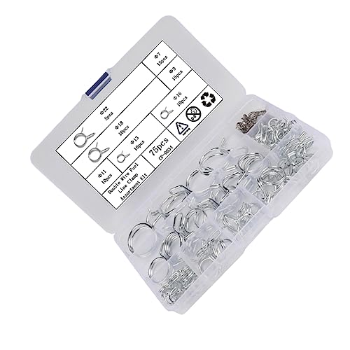 Homoyoyo 75Pcs Double Wire Hose Clamp Durable Line Clamps for Pipes Fits ? ? for Hose Fastening and Automotive Applications