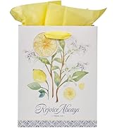 Christian Art Gifts Medium Portrait Scripture Gift Bag for Women: Rejoice Always - Inspirational ...