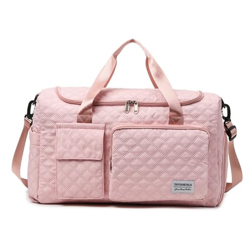 Weekender Travel Bag for Women with Shoe Compartment, Travel Duffle Overnight Bag，Large Capacity Gym Yoga Tote Bag Waterproof Extendable Carry On Bag (Light Pink)