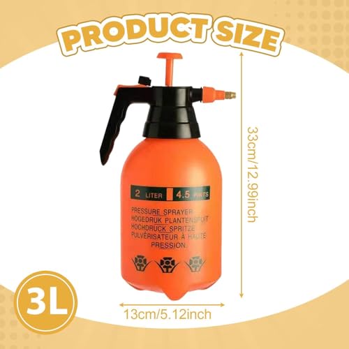 Pulvérisateur à pompe manuelle orange 3L avec buse en laiton réglable