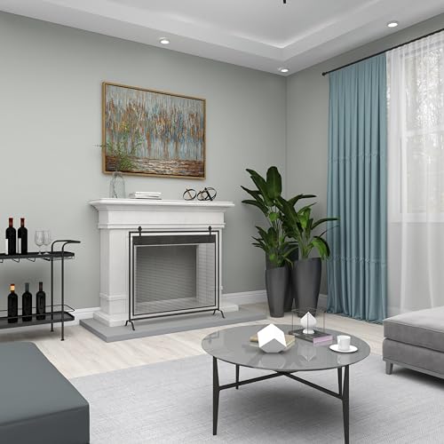 Deco 79 Metall-Kaminschutz mit geometrischem, aufgehängtem Gitter-Stil, Einzelpaneel, mit verschraubten Details, 96,5 x 22,9 x 88,9 cm, Schwarz