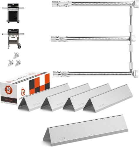 SUS304 Spirit e310 Grill Parts 69787 Grill Burner and 7636 Flavorizer Bars for Weber Spirit 300 and Spirit II 300 Series Spirit E310 E320 E330 S310 Grill Parts for 15.3 Flavor Bars 18 Burner Tube