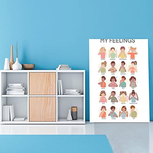 Sign Language Poster Educational Poster Baby Sign Language Chart Wall Art Canvas Painting Posters And Prints Wall Art Pictures For Living Room Bedroom Decor 12X16Inch(30X40Cm) Frame-Style #TOP1