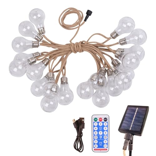 Solar Outdoor Garden Twine String Lights,LED Patio Lights with Solar/USB Dual Power Supply Design, With 20 Shatterproof Edison Bulbs, Perfect for Fence Decor, Patio Gazebo,Wedding Party Outdoor Decor by XTHlamp - Image 9