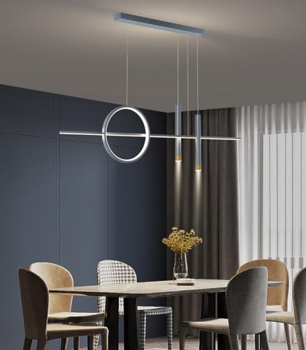 Luces colgantes LED lineales para mesa de comedor con control remoto regulable 7