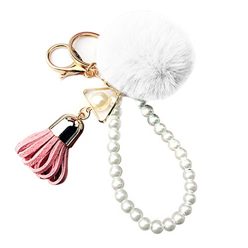 Preisvergleich Produktbild Tonpot Tassel Haarball Plüsch Schlüsselanhänger Auto Schlüsselanhänger Damen Tasche süße Dekoration Schlüsselanhänger für Männer Frauen, weiß, 5cm*8cm