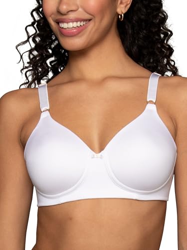 Vanity Fair Womens Full Coverage Beauty Back Smoothing Bra, 4-way Stretch Fabric, Lightly Lined Cups Up To Dd Bra, Wireless - White, 34C US