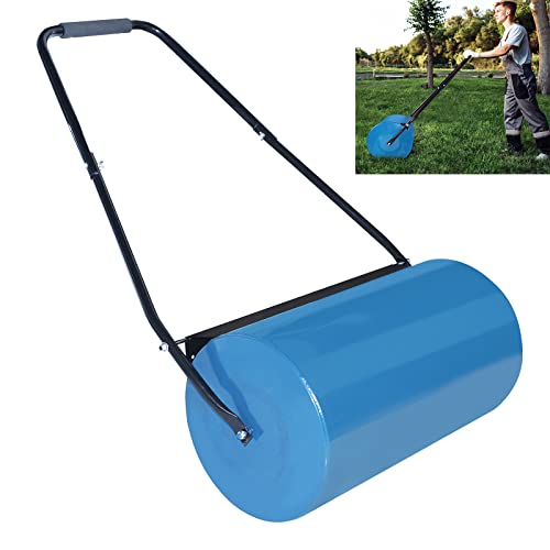Risparmio di lavoro: forma ergonomica, impugnatura a U per tirare e premere comodamente il rullo del prato, comoda altezza di 108 cm per un lavoro senza fatica. I rulli per prato sollevano il gelo e possono anche aiutare a rimuovere lo sporco sfuso e i semi appena seminati o le cicatrici dell'erba per un prato dall'aspetto perfetto.