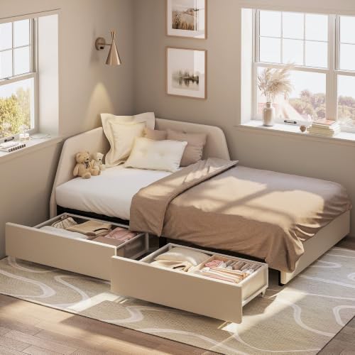 LIKIMIO Twin Corner Daybed with Drawers