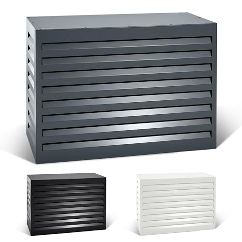 EVOLAR Mini Split AC Cover for Outside Units, Aluminium Heat Pump Cover - Heavy Duty Outdoor AC Unit Sound Barriers Fits up to 27.5W x 21.6H Inch - Small, Grey