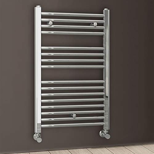 Kibath L497503 Toallero Secatoallas radiador para integrar en Circuito de Agua Caliente, Tubos de Acero con Acabado Cromado 800x500. Válido para Red de calefacción estandar, Cromo Brillo