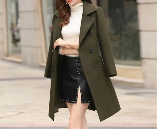 Womens Wool Coat Double Breasted Casual Elegant Trench Coat Jacket4