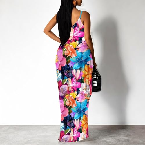 Image of SUZONANA Women Plus Size Summer Maxi Dress Spaghetti Strap Loose Sundress
