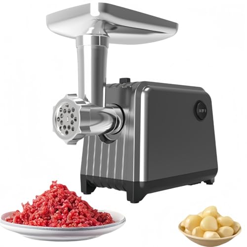 Picadora eléctrica de carne de 1200 W, acero inoxidable, con 3 platos, función inversa y protección contra sobrecalentamiento, muele 1,5 kg/min para cocina doméstica