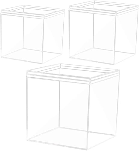 IMIKEYA 3 unids transparente caja de exhibición contenedores de acrílico mini contenedores cuadrados Locker Organización caramelo Exhibición disponible en Yaxa Peru