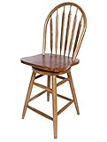 AW Furniture Solid Oak Windsor Back Swivel Bar Stool 24 Inches High
