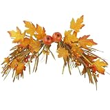 CISDUEO 1PCS Fall Swag for Front Door 33' Autumn Wreath Burnt Orange Decor