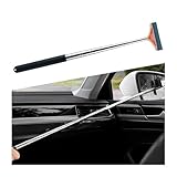 KHGUZ Car Rearview Mirror Wiper, Telescopic Vehicle Glass Squeegee Cleaner with Long Rod, Retractable Portable Window Windshield Cleaning Tool, Universal Automotive Accessories (Black)