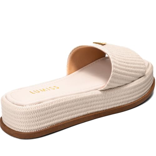 Sandália Feminina Tamanco Flatform Confortável Juta offwhite37