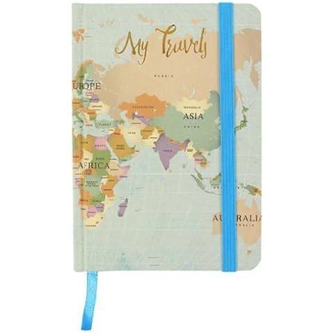 Jone Home and Gift My Travels Adventure Hardback Journal A6 Notebook with Elastic Closure Cover