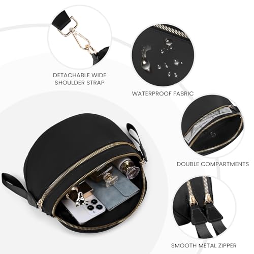 Bum Bags for Women Nylon Crossbody Bag Solid Spacious Cresent Sling Belt Half Moon Purse with Adjustable Strap Trendy Satchel4