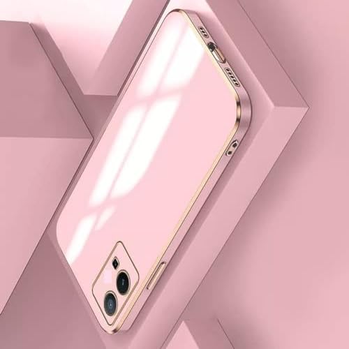 Image of for Motorola /Moto G54 5G Plating Square Gold Frame Phone Case Luxury Soft Silicone Back Cover for Motorola /Moto G54 5G (Pink)