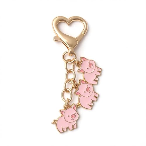 Pig Keychain –Animal Keychains Bag Charms for Women with Three