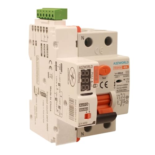 Interruttore Differenziale Riarmo Automatico 40A, Salvavita Tipo Ac 300Ma, 3 Tentativi (10S/60S/300S), Occupa 3 Moduli Din, Rccb 1P+N 6Ka 220V, Displa