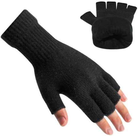Rahhint Alpaka Wolle Fingerlose Winterhandschuhe Doppellagig - Elastische, Atmungsaktive & Wärmendehandschuhe zum Tippen, Arbeiten, Fahren - Thermo Handschuhe für Büro, Homeoffice