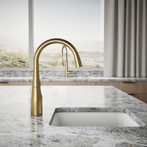 Image of Kohler 22034-2MB Simplice Single Handle Kitchen Bar Faucet, Prep Sink, Wet Bar Faucet, Vibrant Brushed Moderne Brass