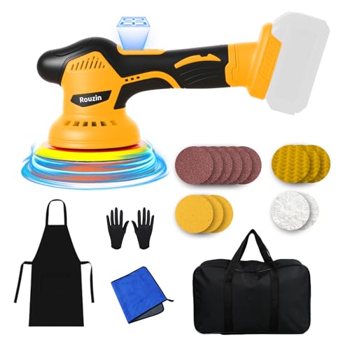 Rouzin Pulidora de coche para Makita 18 V, pulidora de batería para coche, pulidora excéntrica con 8 velocidades variables (sin batería)