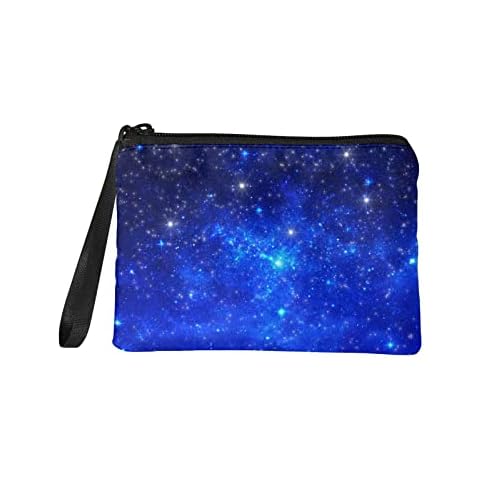 NETILGEN Blue Galaxy Nebula Printed Women Zip Wristlet Wallet, Small Coin Purse Cosmetic Bags, Credit Card Handbag Pouch Cover