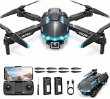 Drone avec Caméra 1080P pour Enfant et Adulte RC Quadricoptère FPV Pliable Drone avec 3D Flip/Maintien d'altitude/Selfie par Geste, Jouets Cadeaux pour Garçons Anniversaire (Blue)