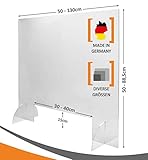 UNIVERSELL NUTZBARER MOBILER THEKENAUFSTELLER: Spuckschutzplexiglas als Schutzscheibe zum Schutz von Kopf und Gesicht an jeder Theke von Hotel bis Imbiss an jeder Ecke - leichter als Echtglas