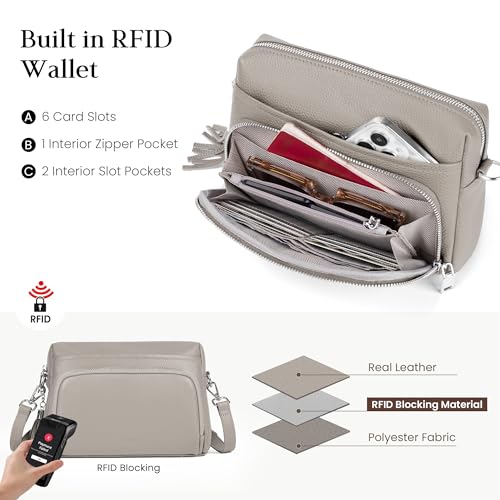 Image of befen Genuine Leather Crossbody Bags for Women Leather Wallet Travel Purse