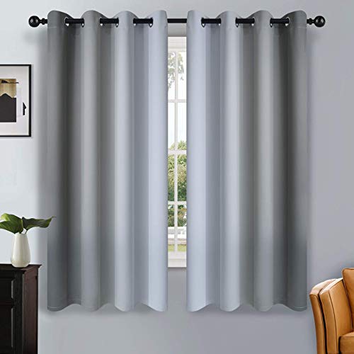 Image of SimpleHome Ombre Grey to Grey White Curtains for Living Room 52Wx63L | Room Darkening Curtains for Bedroom,Gradient Light Blocking Curtain,Thermal Insulated Grommet Window Drapes,2 Panels,63 Inch