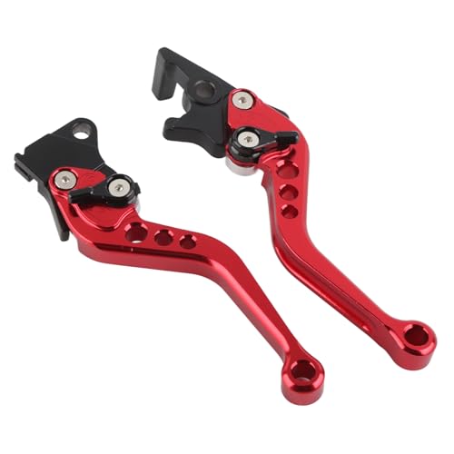 SIXRUN Clutch Brake Lever, 1 Pair of CNC Aluminum Motorcycle Clutch Drum Brake Lever Handle (Red)