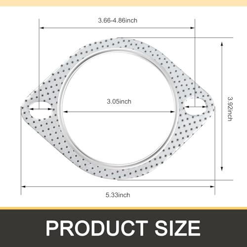 Image of Eratus 2 PCS Car Exhaust Pipe Interface Gasket, 5.33 inch Length 3.92 inch Width 3.05 inch ID Dual Hole Tinplate Graphite Dual Hole High Temperature High Pressure Flange Gasket, for Most Car Models (Silver)