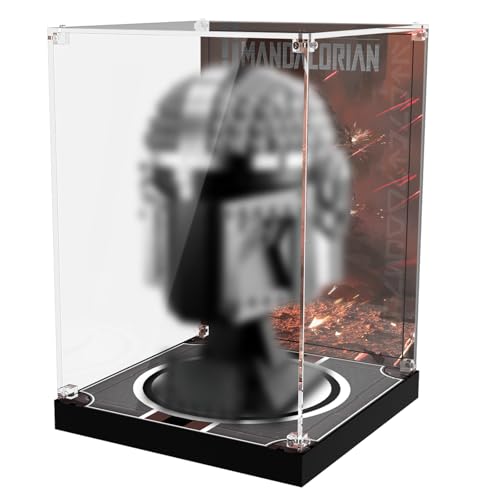 PIPART Acrylic Display Case Compatible with Lego 75328 The Mandalorian Helmet Creative Building Kit, Dustproof Clear Display Box Showcase (The Set NOT Included)