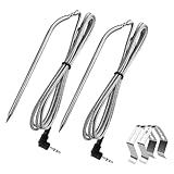 2 Pack Replacement Part for Camp Chef Meat Probes, Smoker Grill Temperature Sensor, Pellet Grills Accessories with Stainless Steel Probe Clip 2pc 1