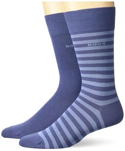 BOSS Men's 2-Pack Bold Logo Stripe Cotton Socks