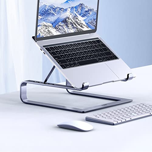 Soporte para computadora portátil de aleación de aluminio con estante elevado premium gris 8
