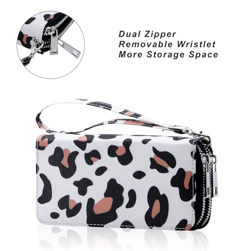 Image of Cellphone Wallet for Women Dual Zipper Long Purse with Removable Wristlet