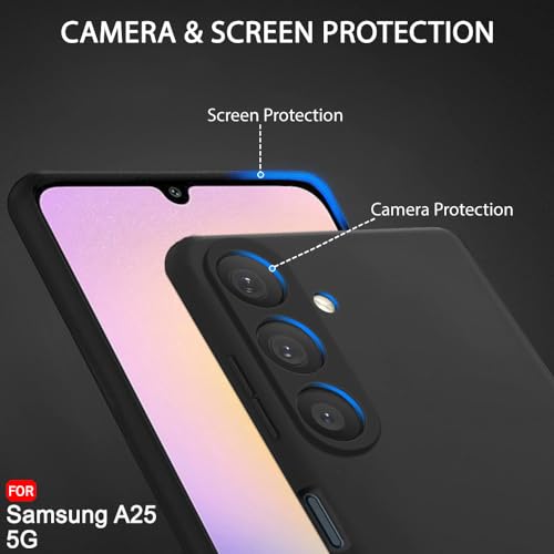 Image of TheGiftKart Genuine Liquid Silicone Back Cover Case for Samsung Galaxy A25 5G | Soft Micro-Fibre Lining Inside | Camera Protection Bump | Shockproof Back Cover Case for Samsung A25 (Silicone, Black)